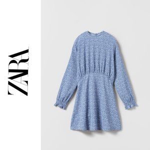 ZARA TEXTURED WEAVE FLORAL DRESS 1608/601